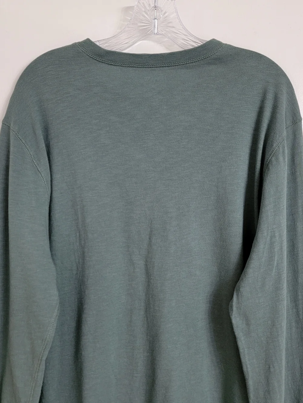 J Crew Mens Sage Green Henley Shirt Longsleeve Button Up Casual Cotton. Sz- XL